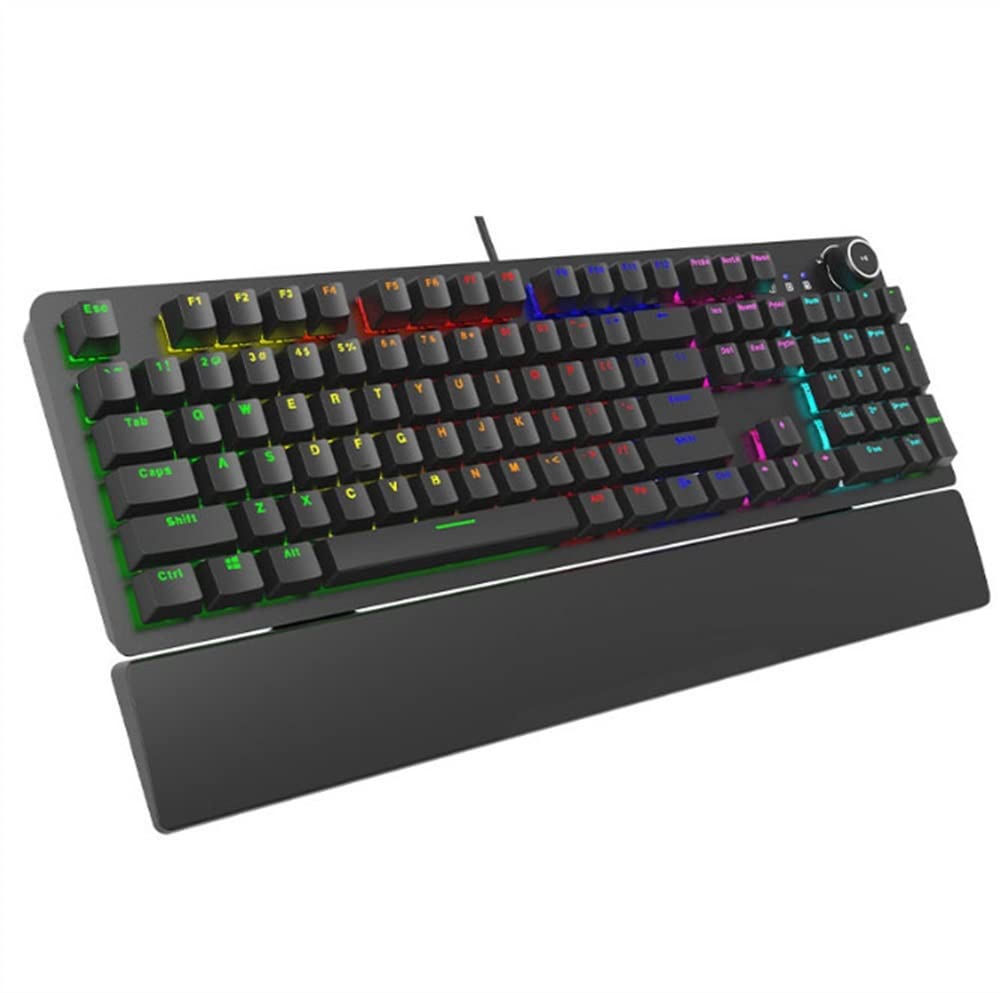 RGB Mechanical Gaming Keyboard with Volume Knob & Wrist Rest