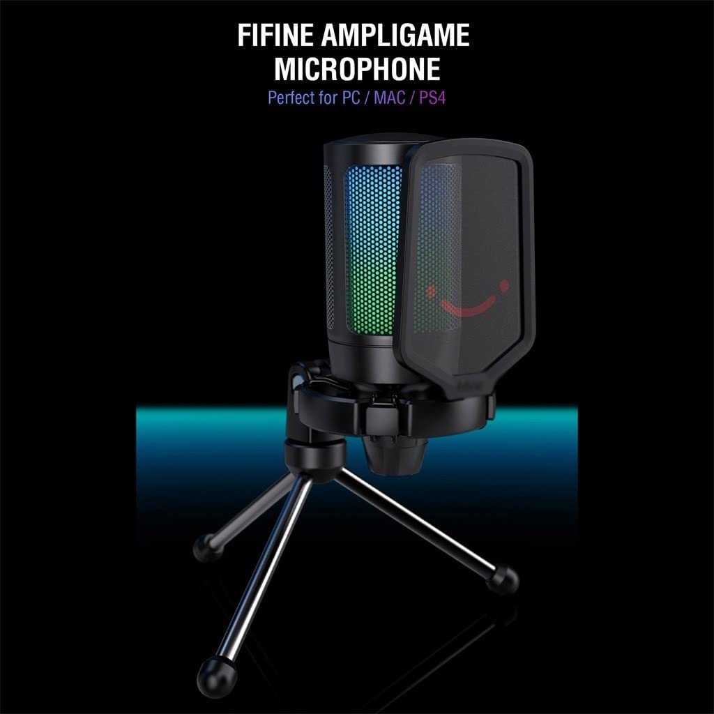 USB Condenser Gaming Microphone with Pop Filter & Gain Control