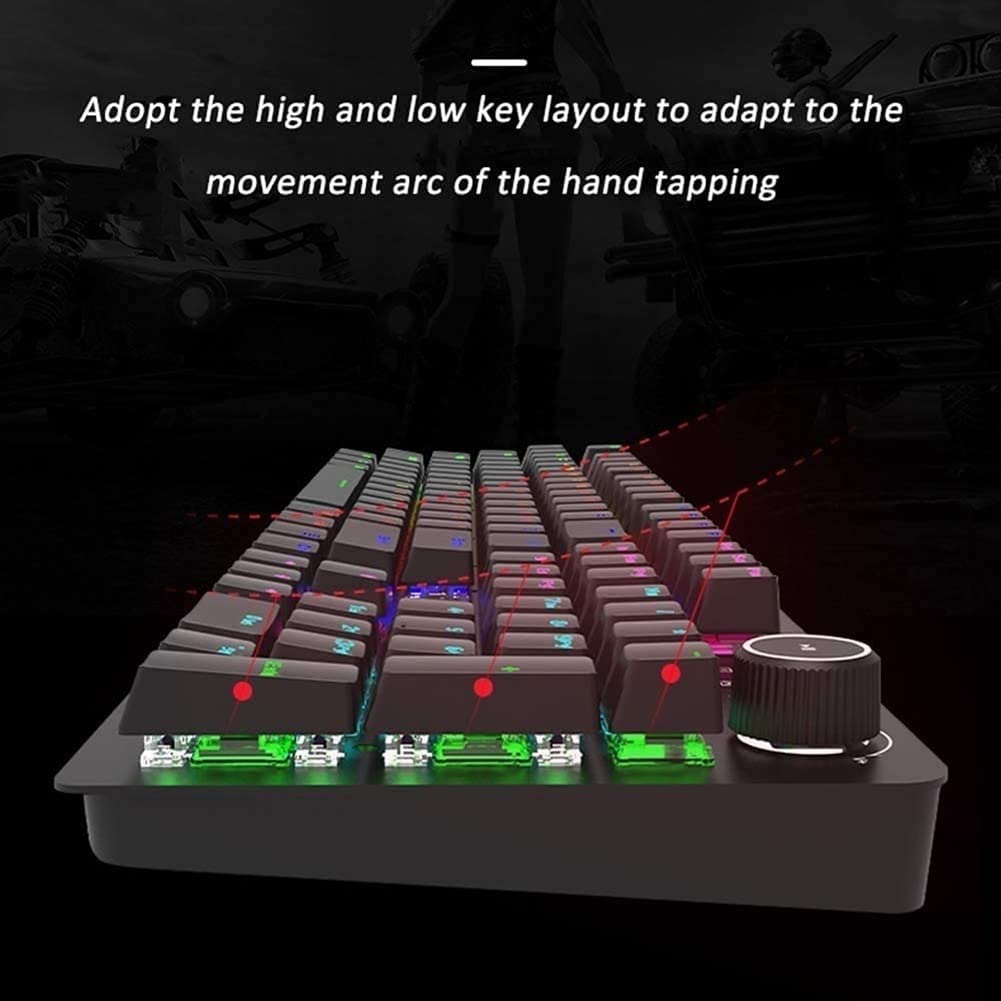 RGB Mechanical Gaming Keyboard with Volume Knob & Wrist Rest