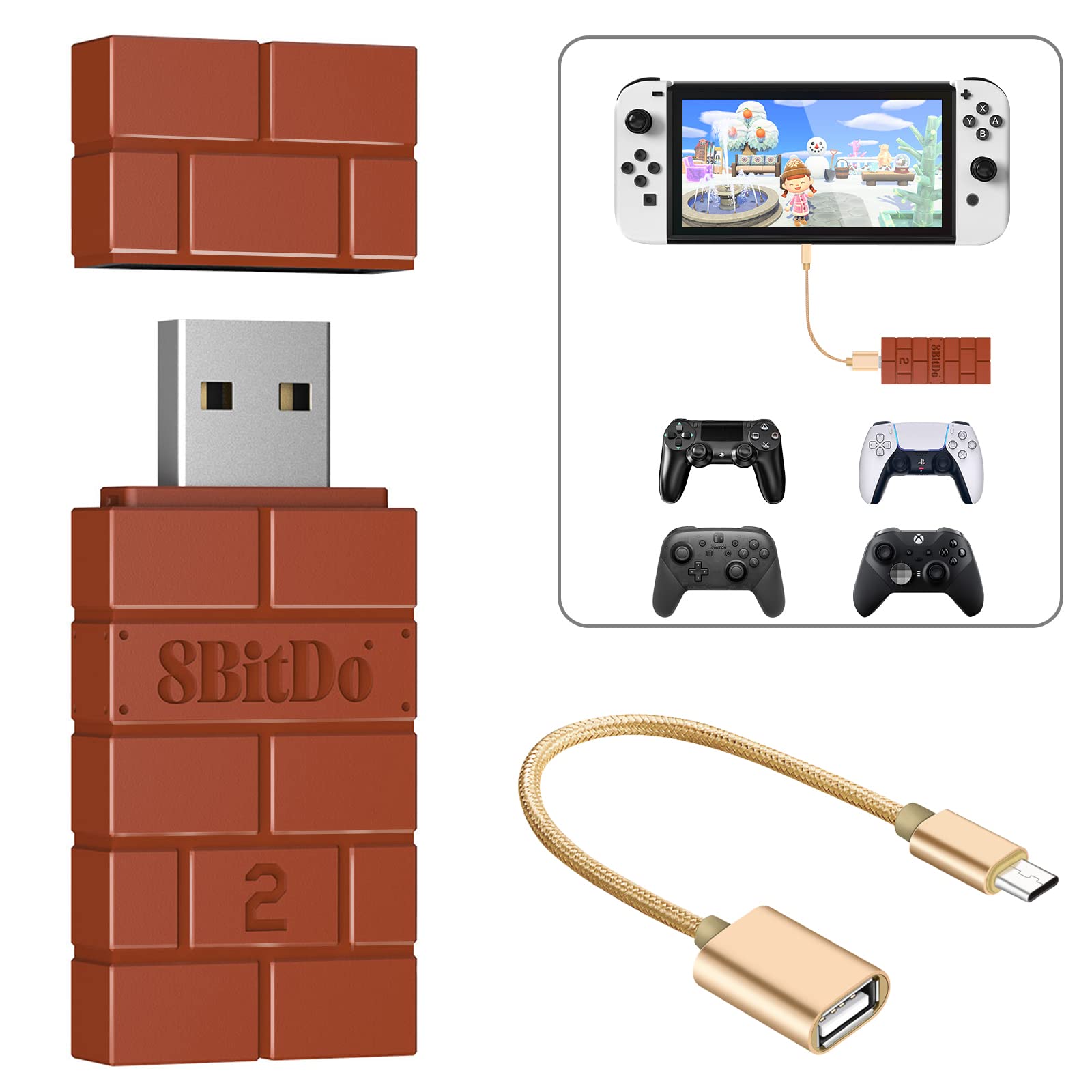 USB Wireless Controller Adapter for Switch, PC & Mobile Devices