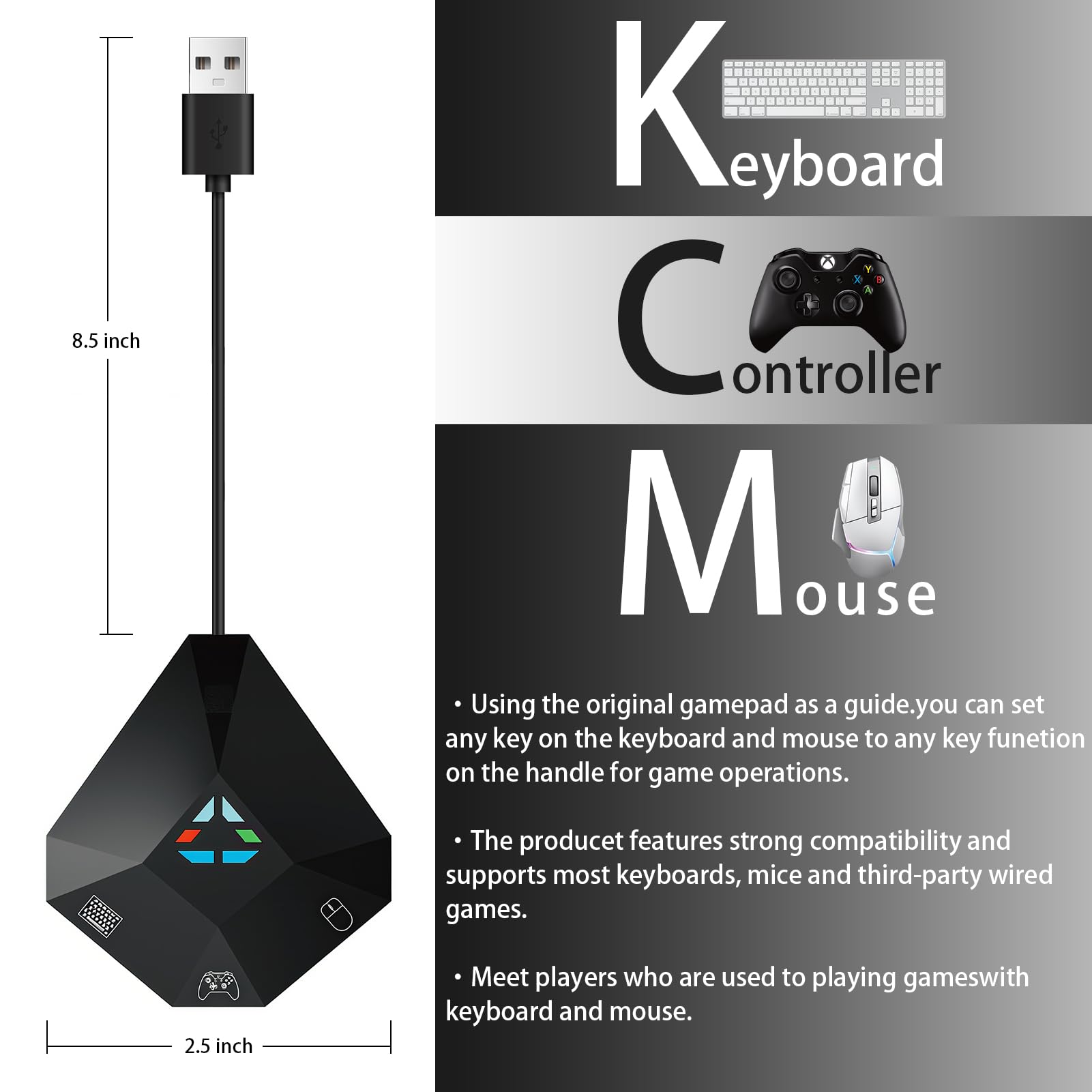 Keyboard & Mouse Adapter for Switch, PlayStation & Xbox Consoles
