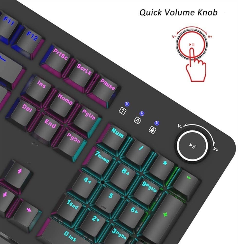 RGB Mechanical Gaming Keyboard with Volume Knob & Wrist Rest