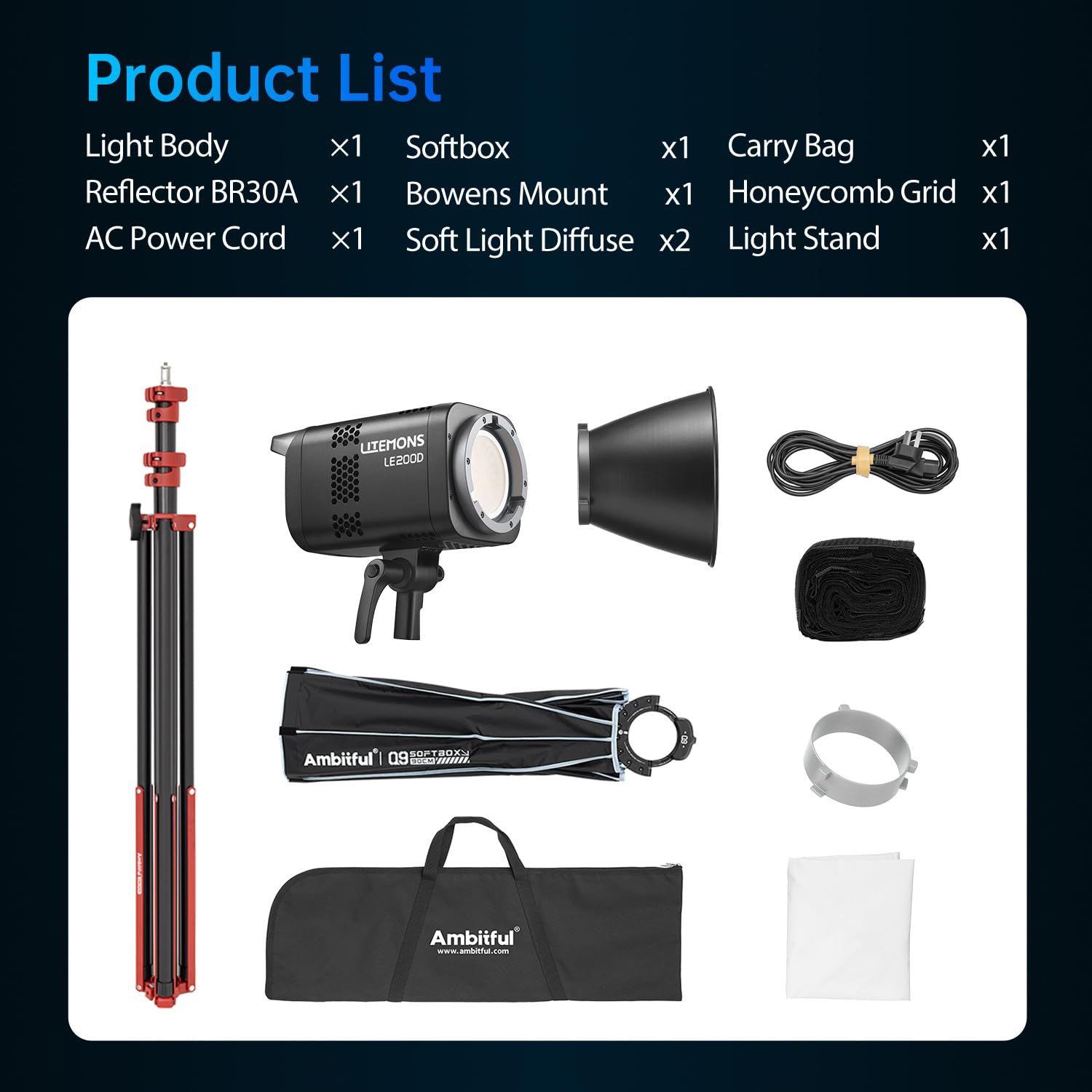 Godox LE200 LE200D 220W LED Video Light Bowens Mount LED Studio Light