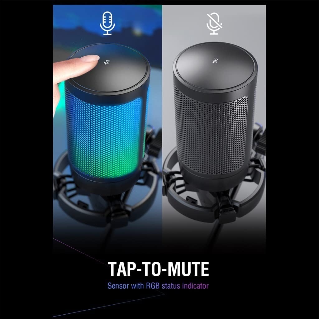 USB Condenser Gaming Microphone with Pop Filter & Gain Control