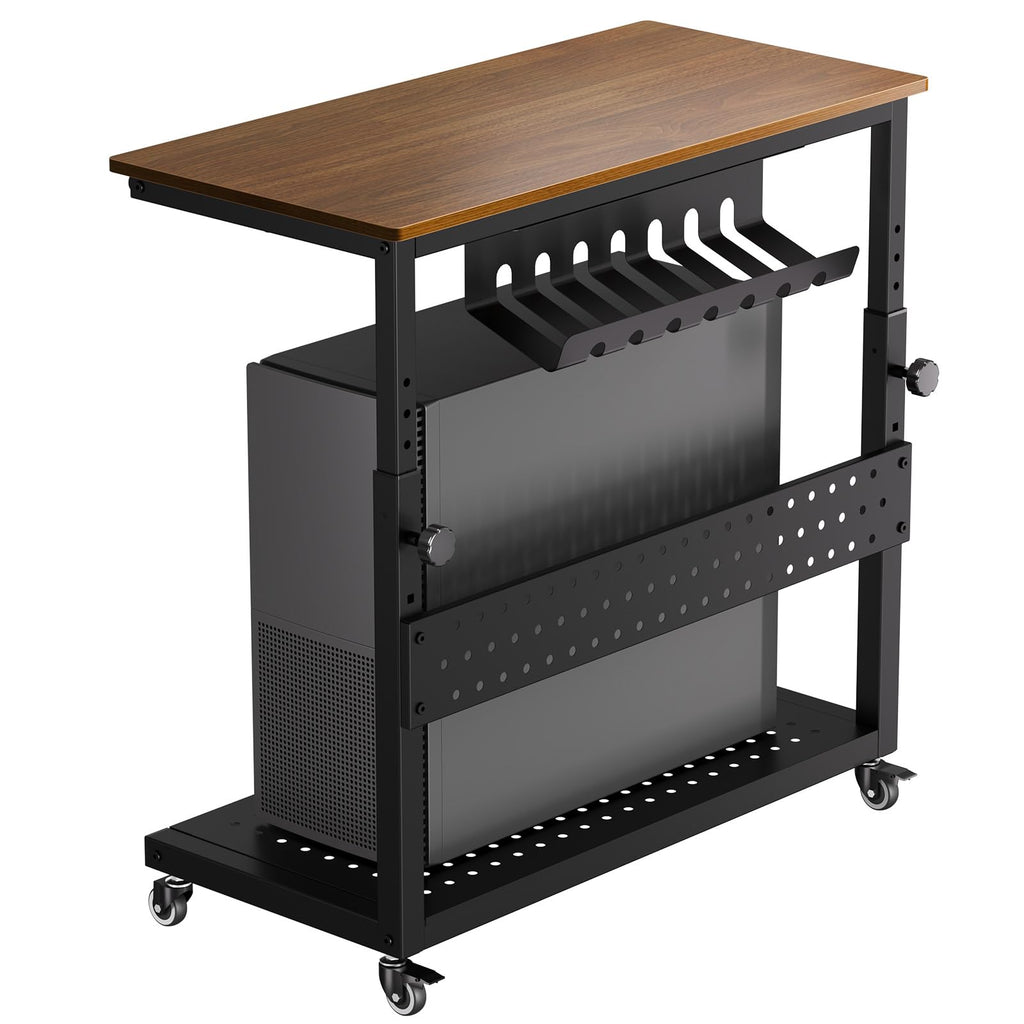 Adjustable 2-Tier Mobile CPU Stand with Cable Management