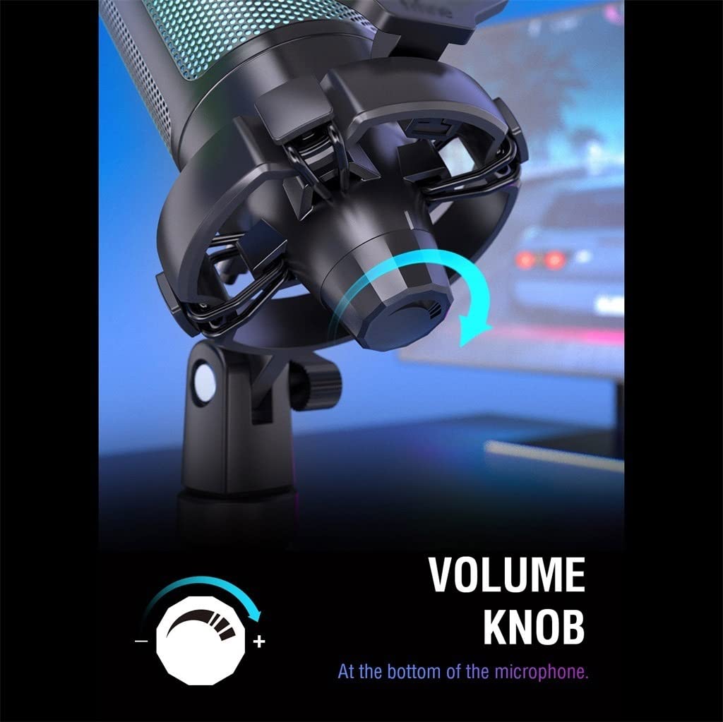 USB Condenser Gaming Microphone with Pop Filter & Gain Control