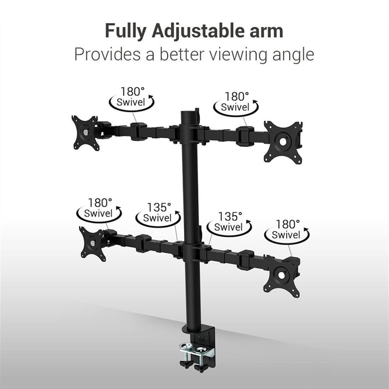 Quad Monitor Desk Mount Stand for Up to 30" Displays