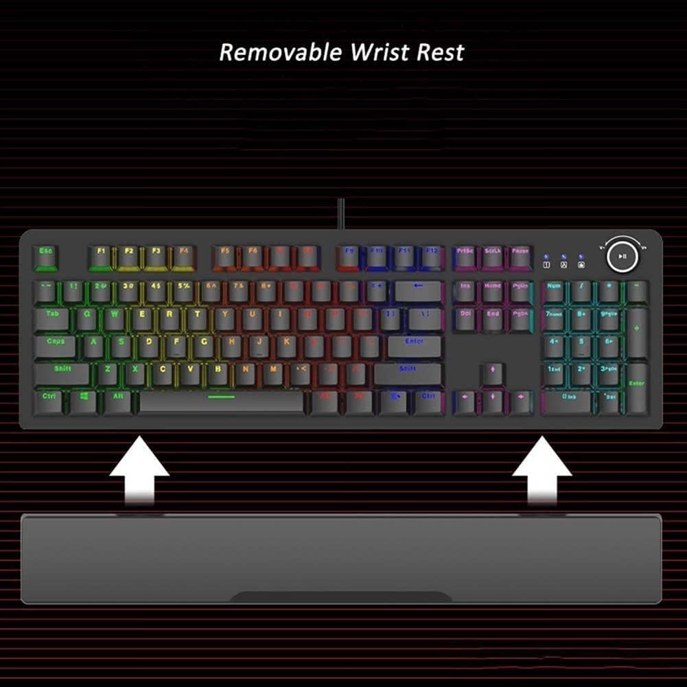 RGB Mechanical Gaming Keyboard with Volume Knob & Wrist Rest