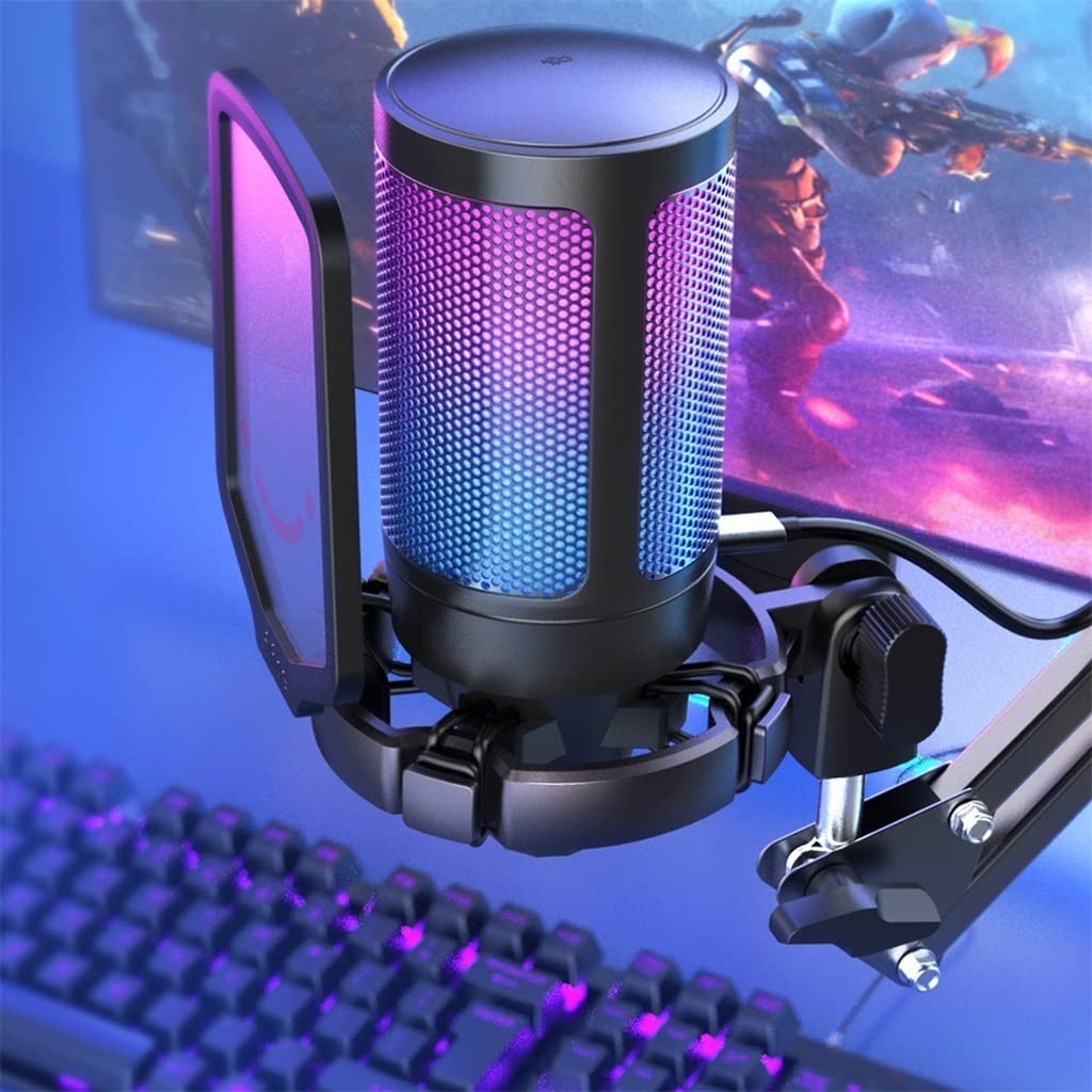 USB Condenser Gaming Microphone with Pop Filter & Gain Control