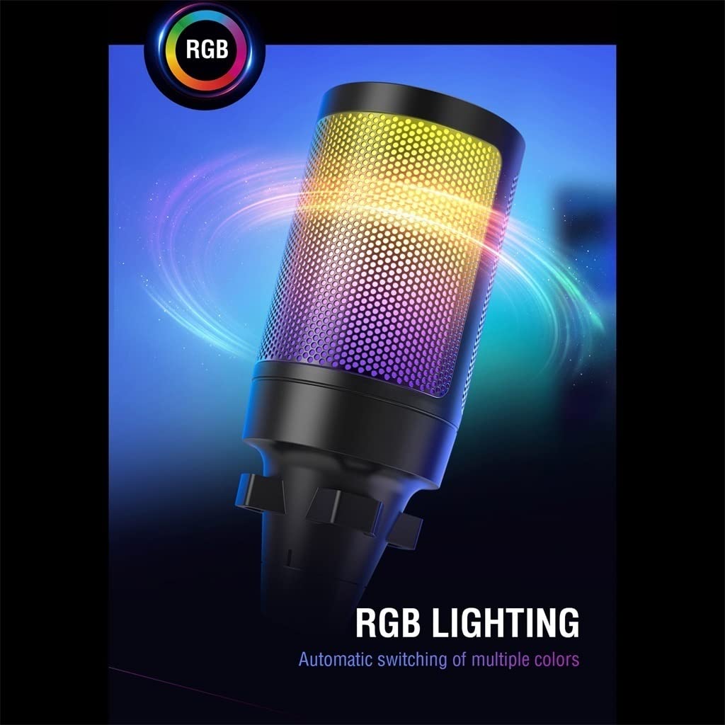 USB Condenser Gaming Microphone with Pop Filter & Gain Control