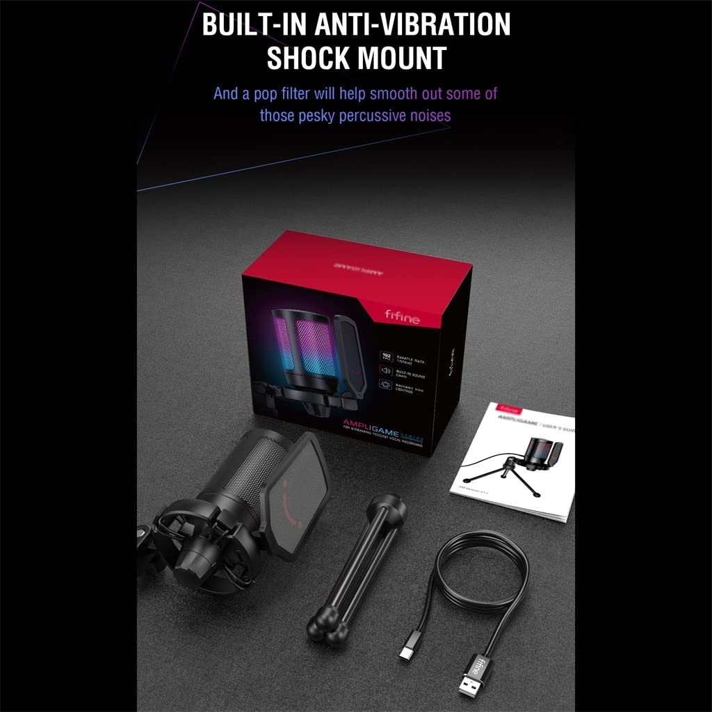 USB Condenser Gaming Microphone with Pop Filter & Gain Control