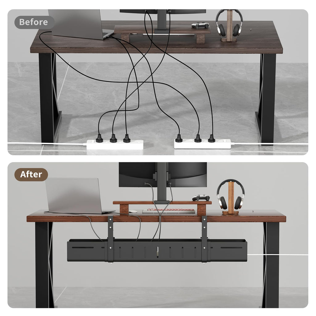 Expandable Under Desk Cable Management Tray with Clamp