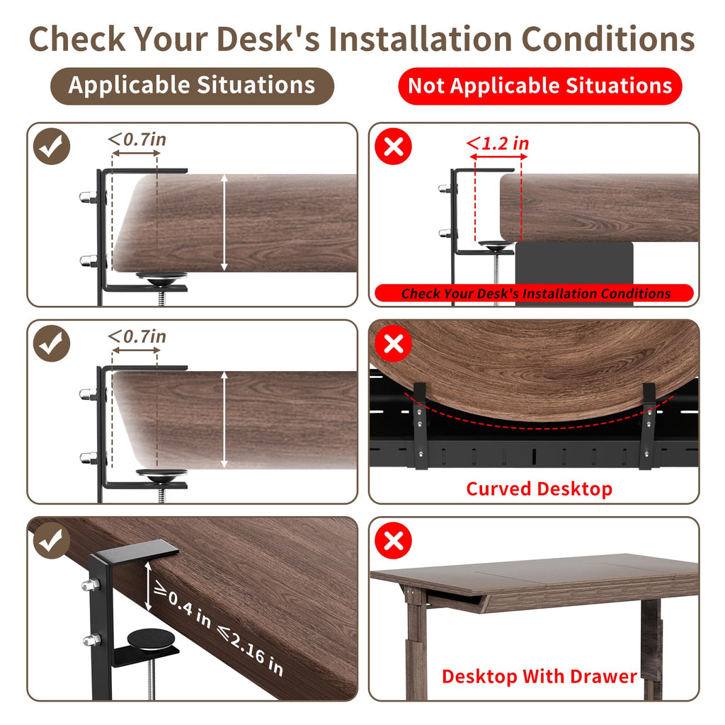 Expandable Under Desk Cable Management Tray with Clamp