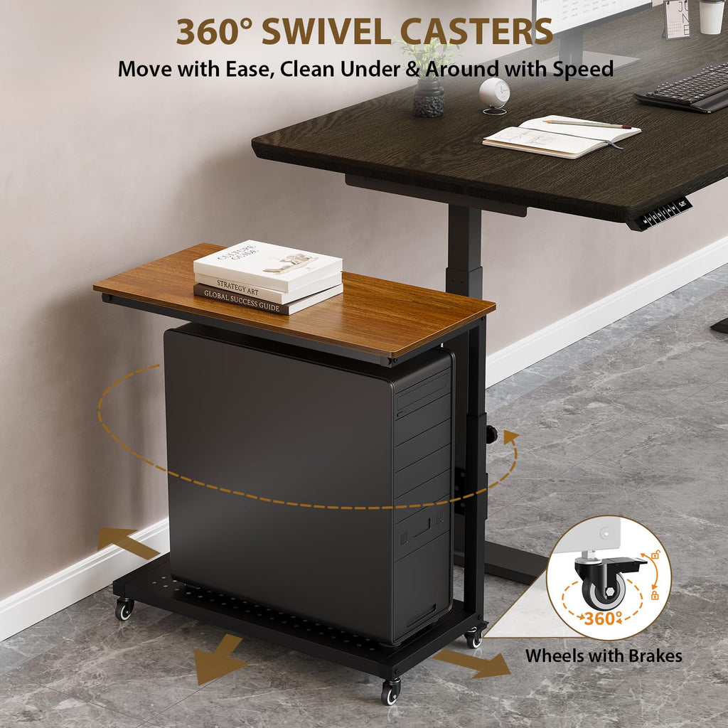 Adjustable 2-Tier Mobile CPU Stand with Cable Management