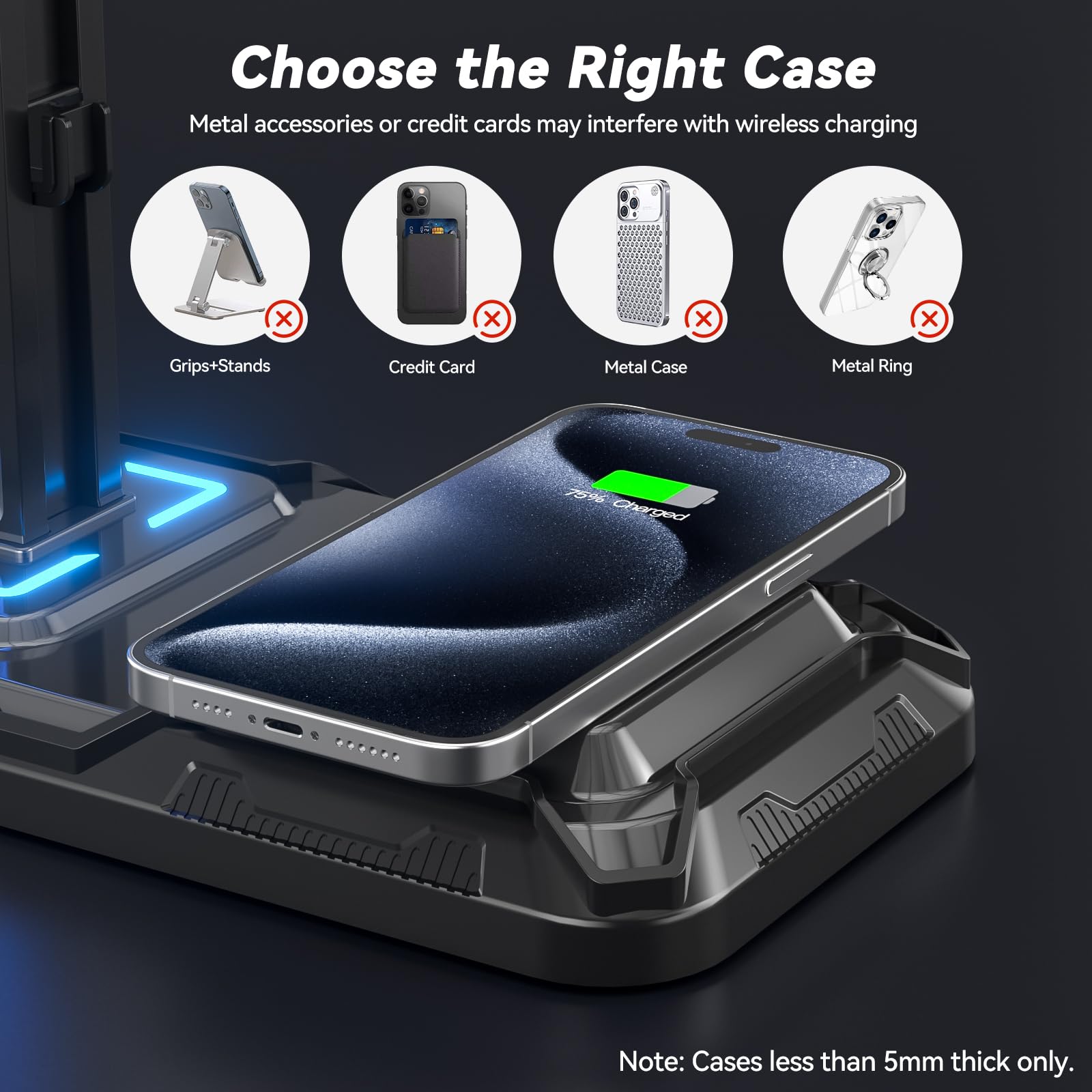 RGB Headphone & Controller Stand with Wireless Charging