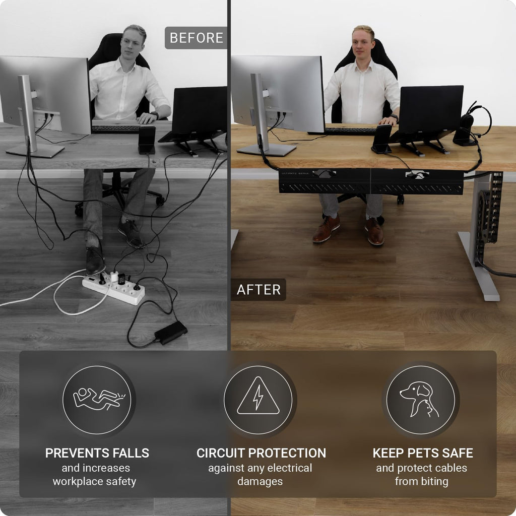 Adjustable Cable Management Spine for Sit-Stand Desks