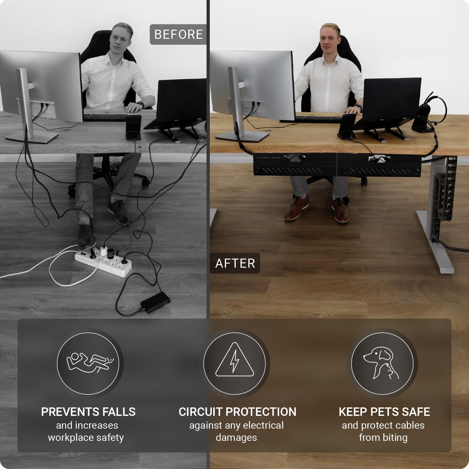 Adjustable Cable Management Spine for Sit-Stand Desks
