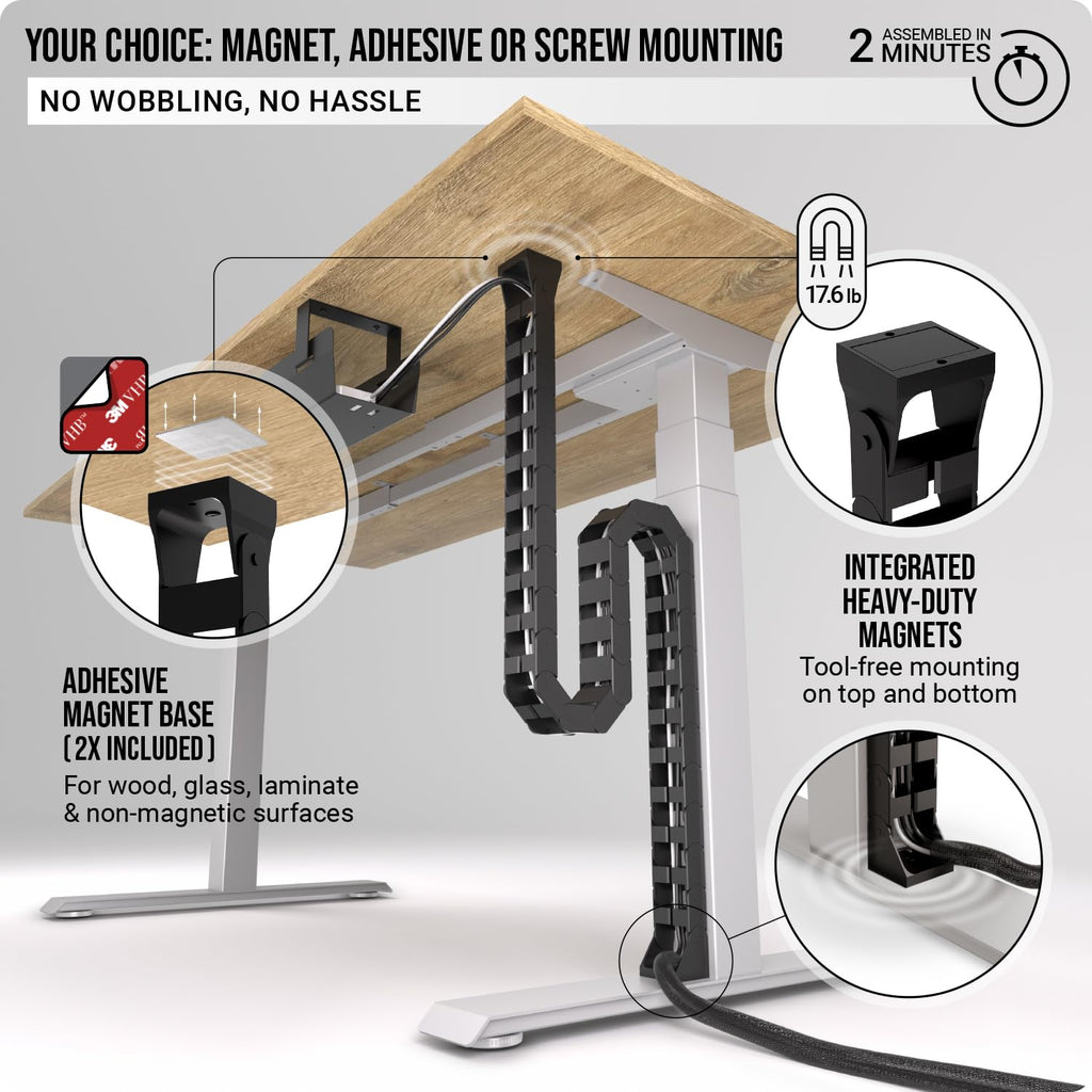 Adjustable Cable Management Spine for Sit-Stand Desks