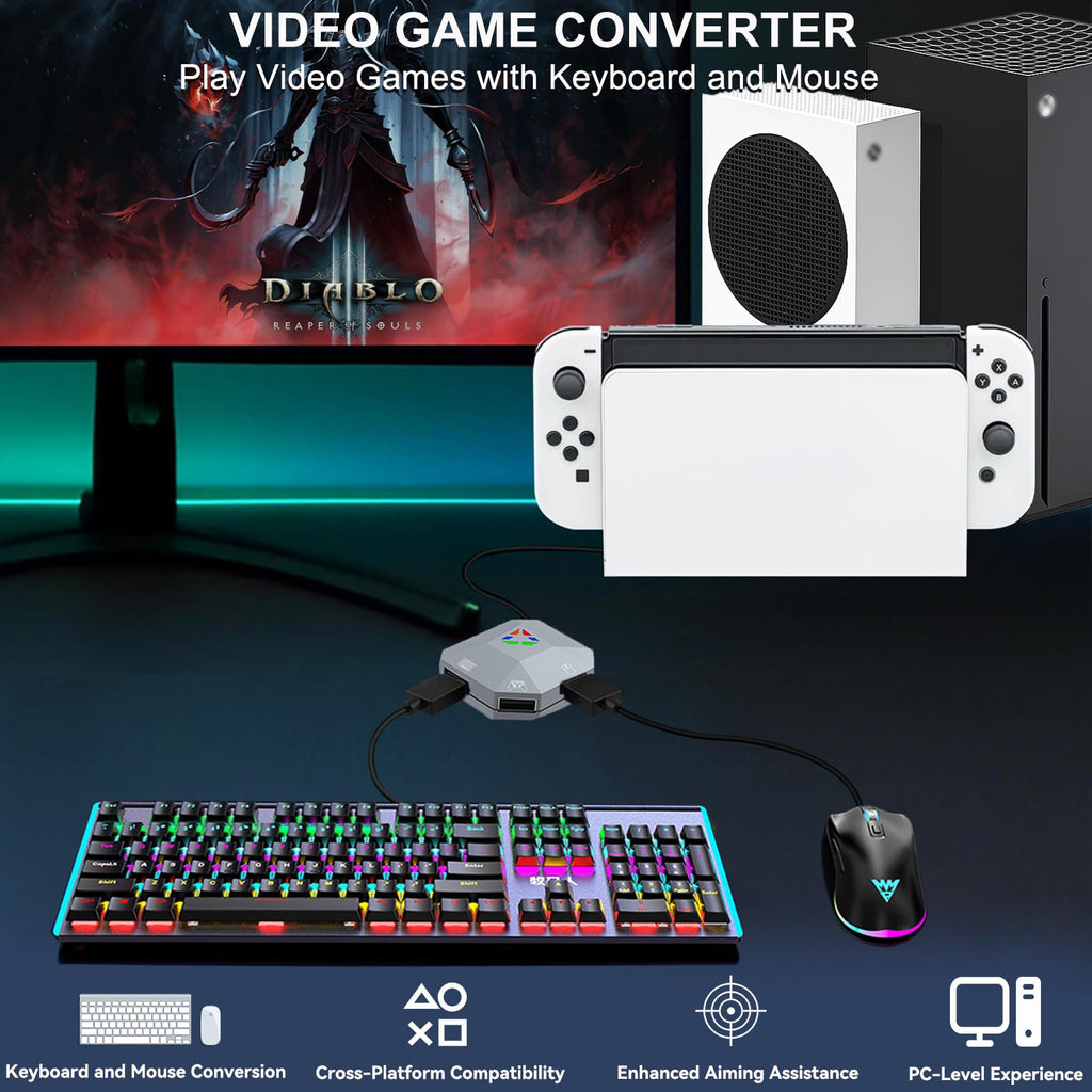 Keyboard & Mouse Adapter for Switch, Xbox & PlayStation