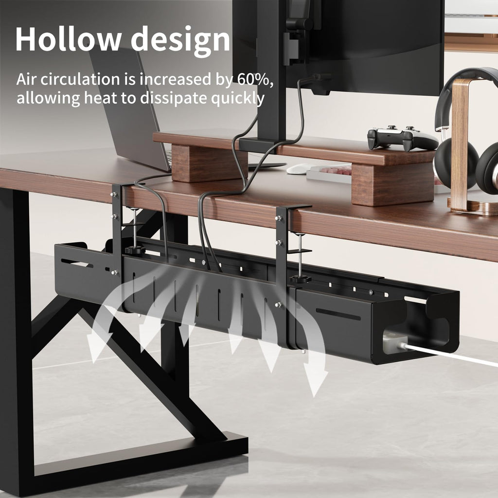 Expandable Under Desk Cable Management Tray with Clamp