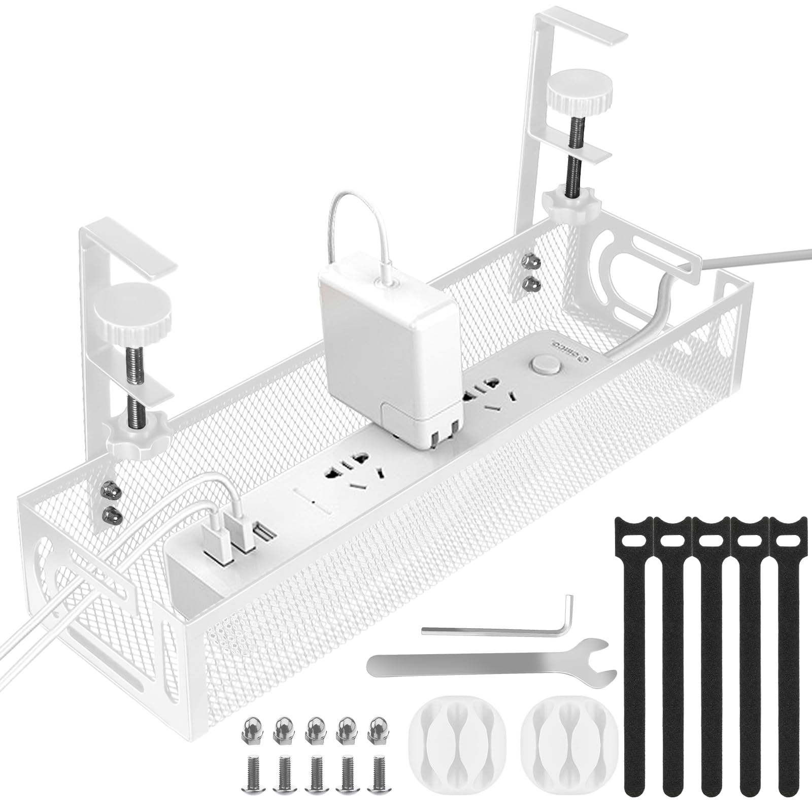 Metal Under Desk Cable Management Tray with Clamp