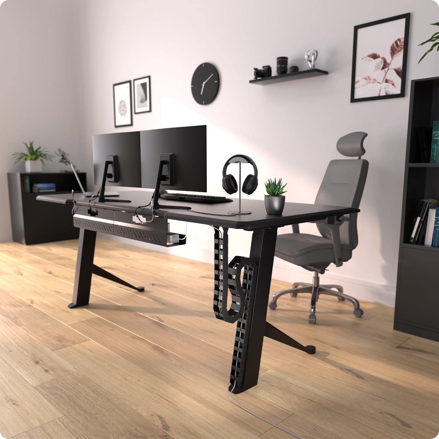 Adjustable Cable Management Spine for Sit-Stand Desks