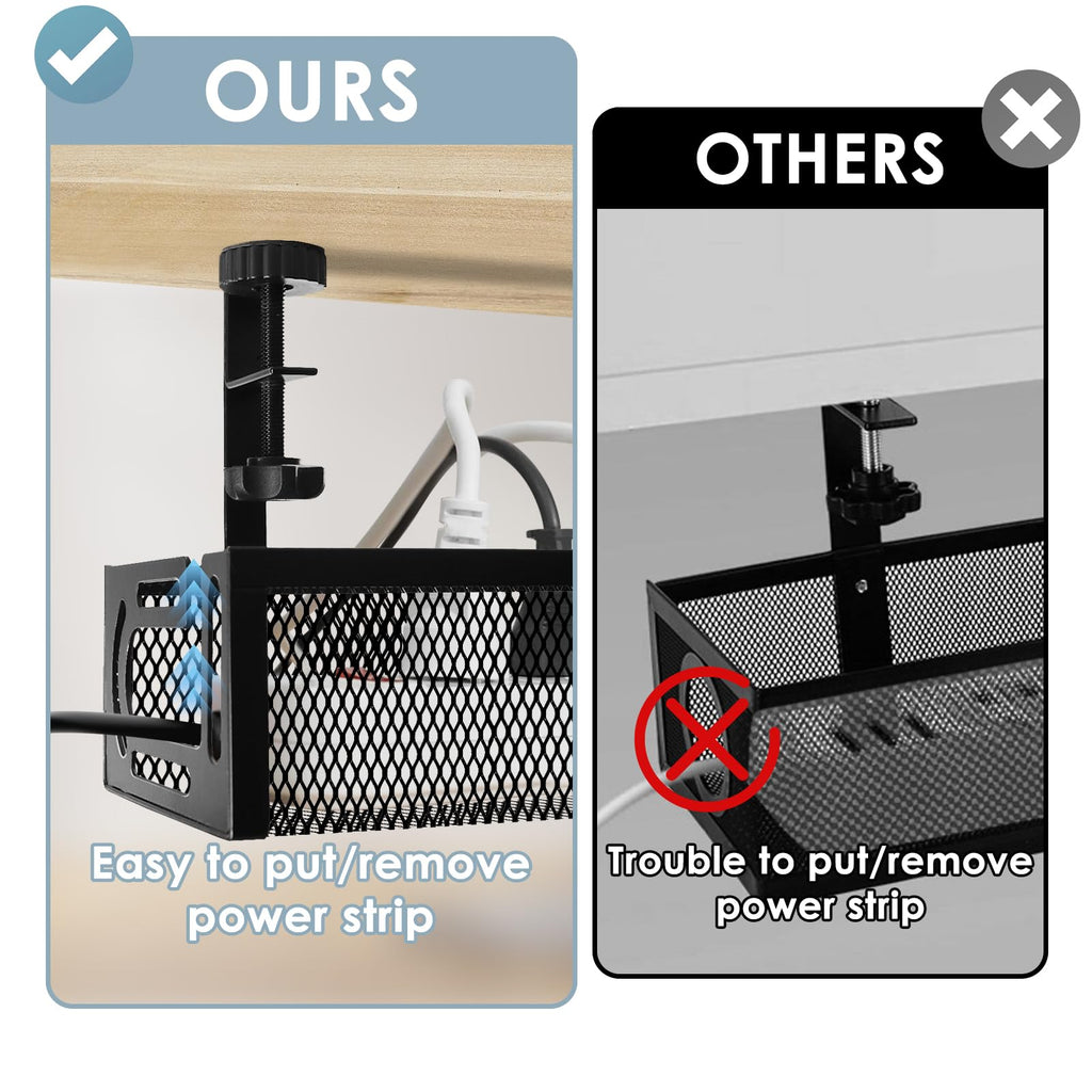 Metal Under Desk Cable Management Tray with Clamp