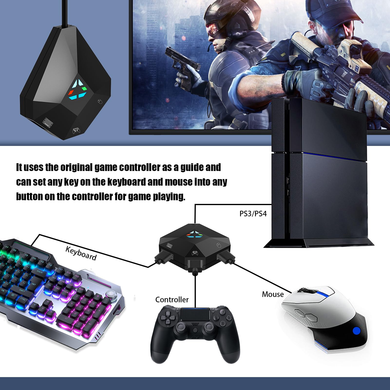 Keyboard & Mouse Adapter for Switch, PlayStation & Xbox Consoles