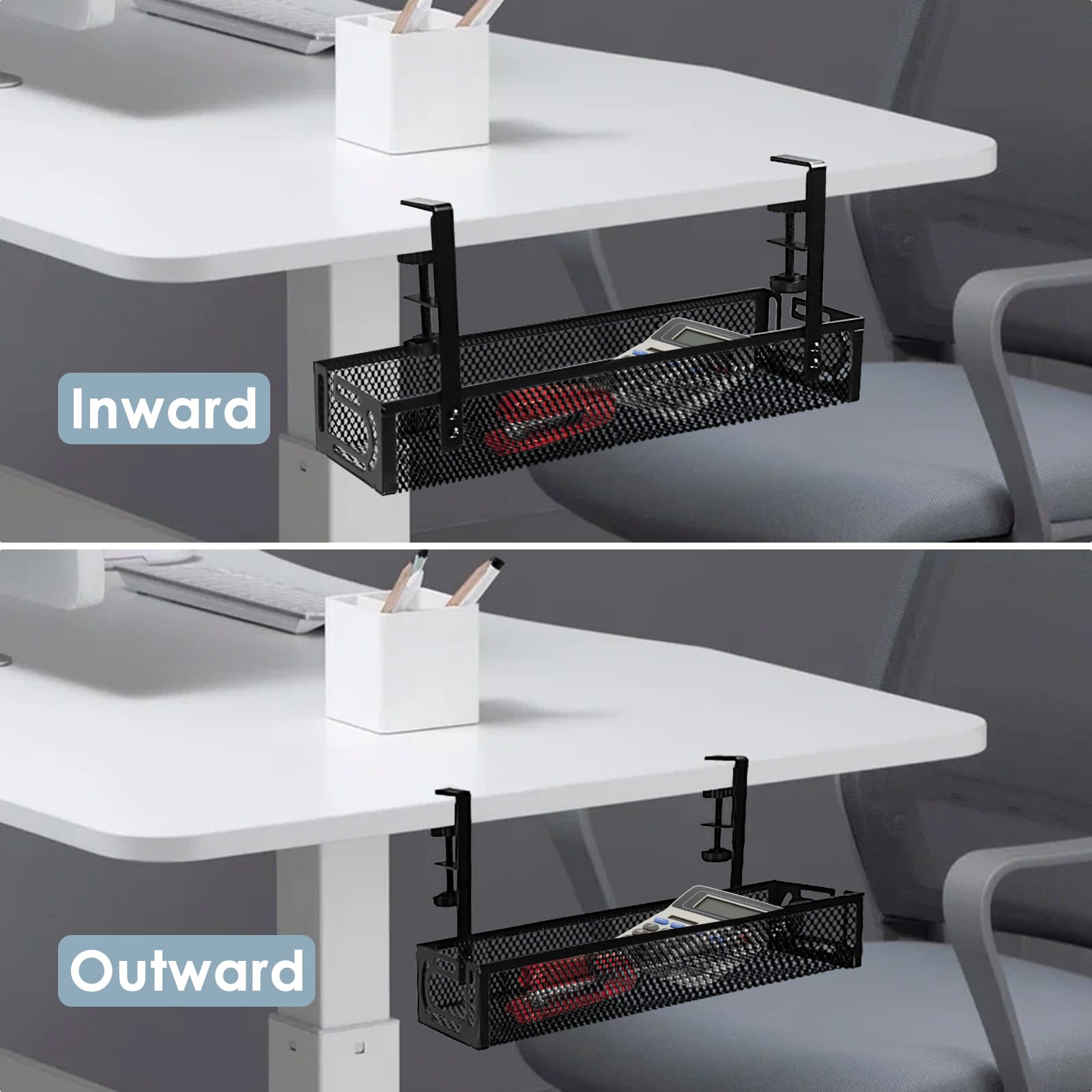 Metal Under Desk Cable Management Tray with Clamp