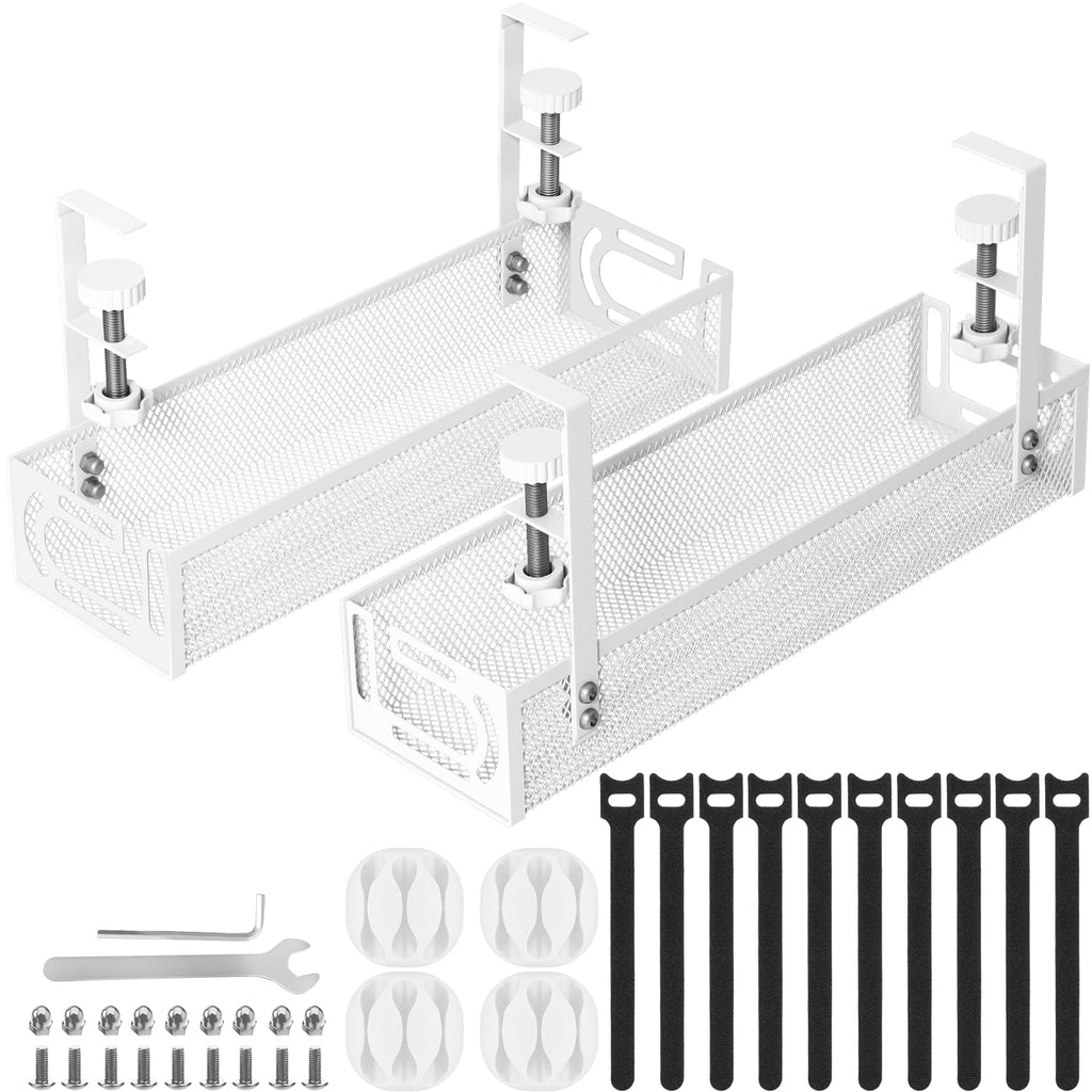 Metal Under Desk Cable Management Tray with Clamp