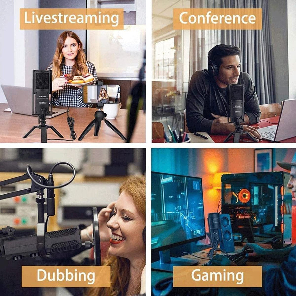 USB Condenser Gaming Microphone with Stand & Pop Filter
