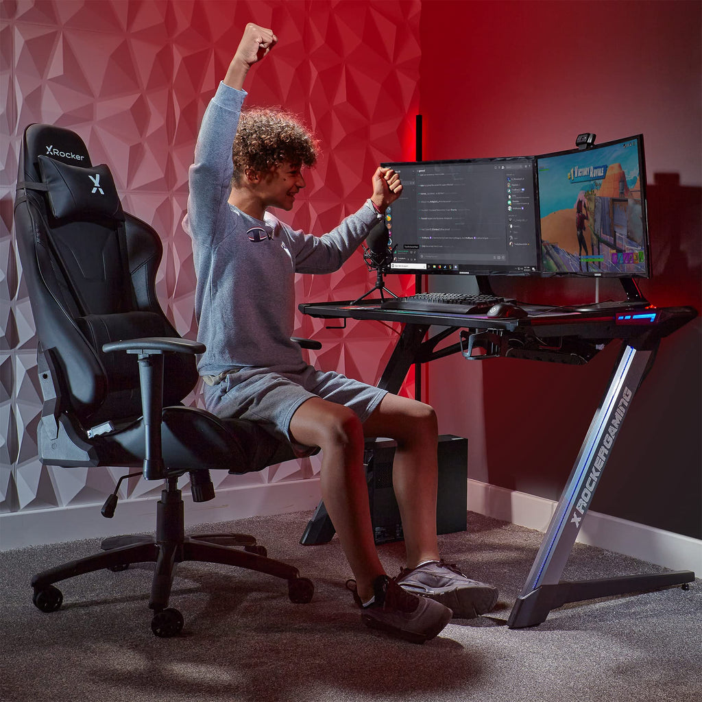 X-Rocker Agility Sport Esport Gaming Chair with Comfort Adjustability - Carbon Black