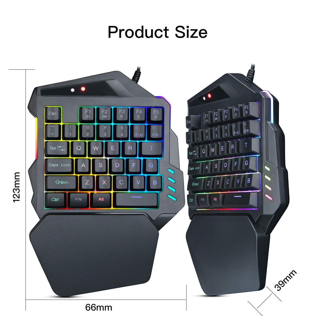 One-Handed RGB Gaming Keyboard & Mouse Combo with Console Adapter
