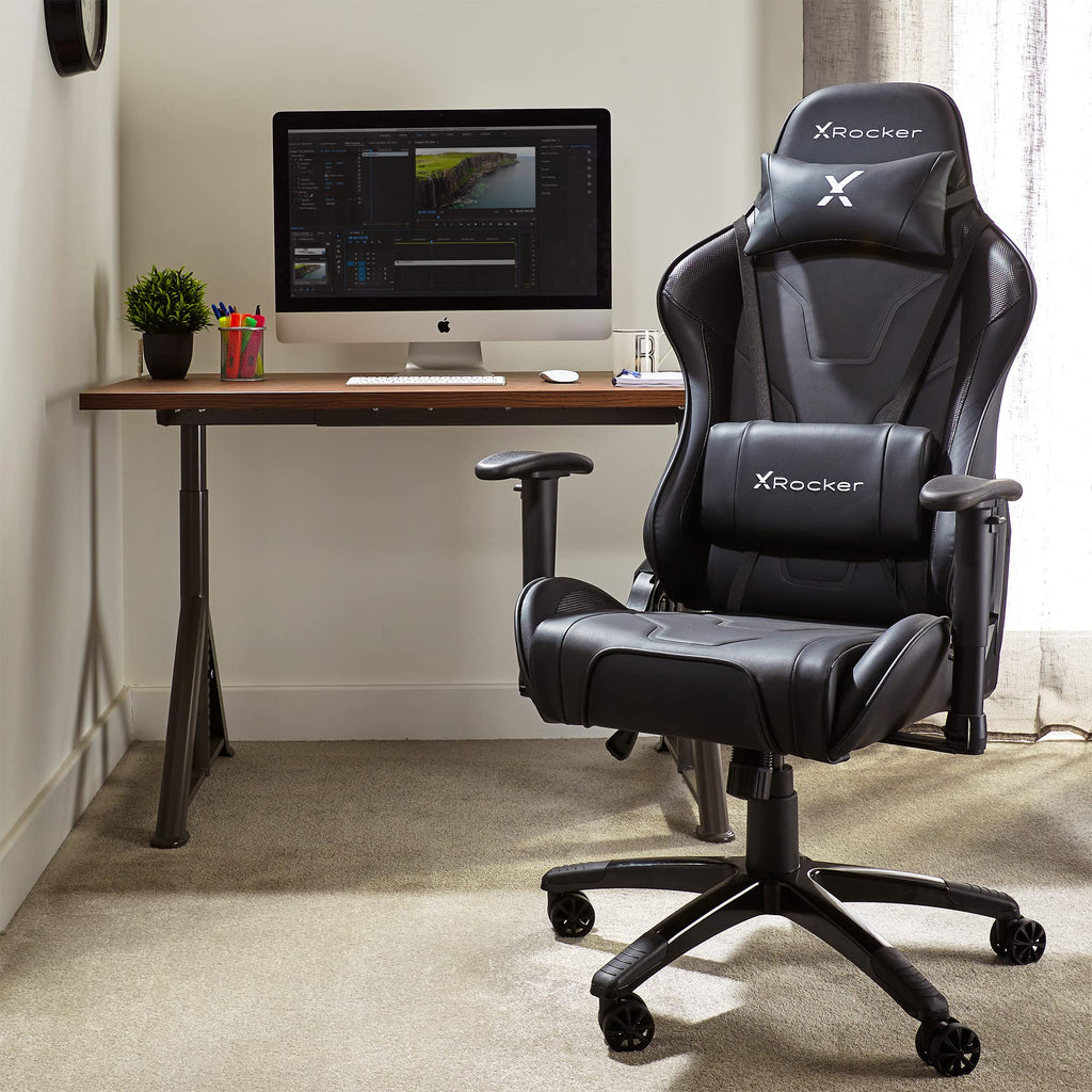 X-Rocker Agility Sport Esport Gaming Chair with Comfort Adjustability - Carbon Black