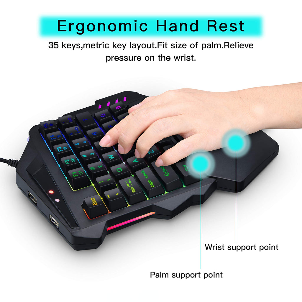 One-Handed RGB Gaming Keyboard & Mouse Combo with Console Adapter
