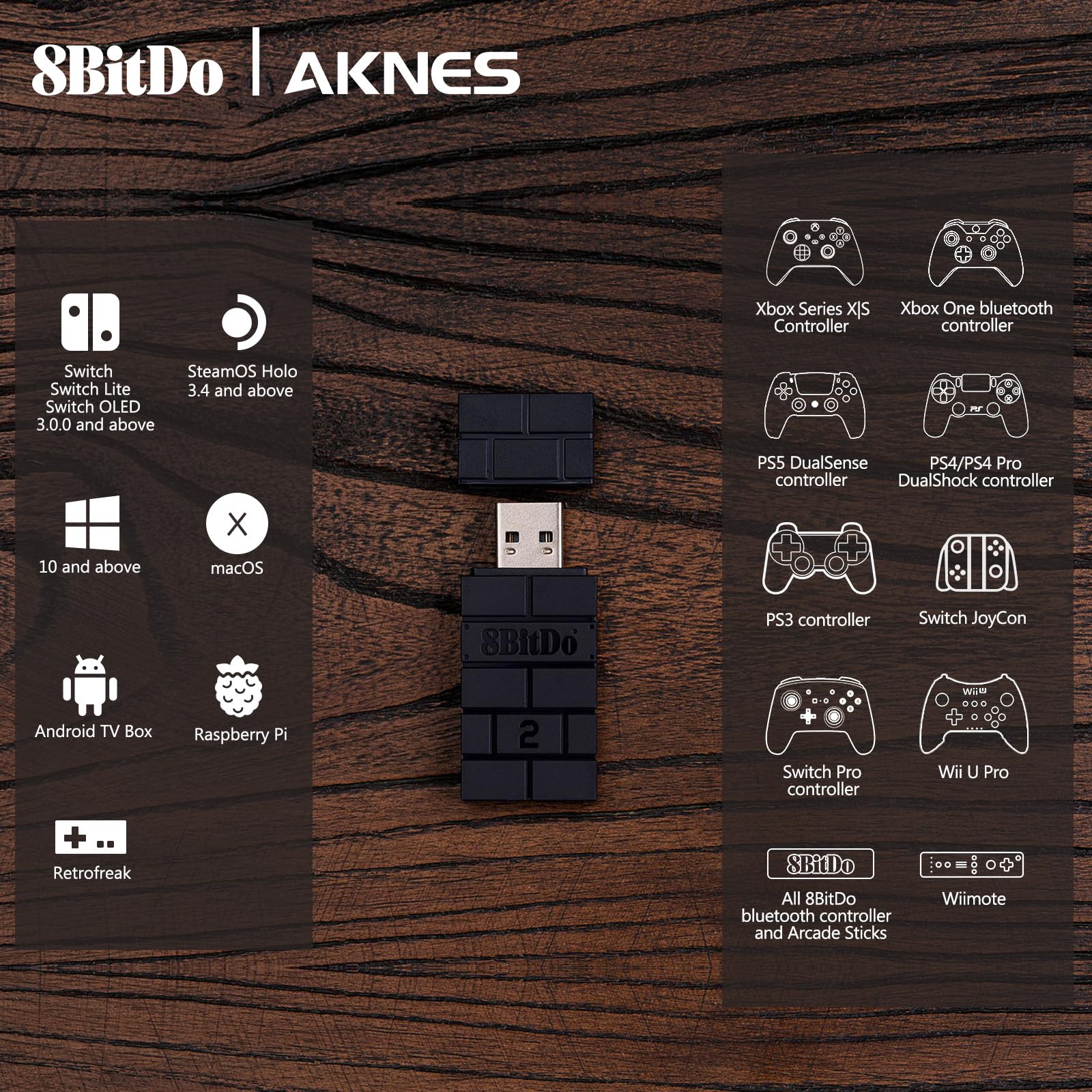 USB Wireless Controller Adapter for Switch, PC & Mobile Devices