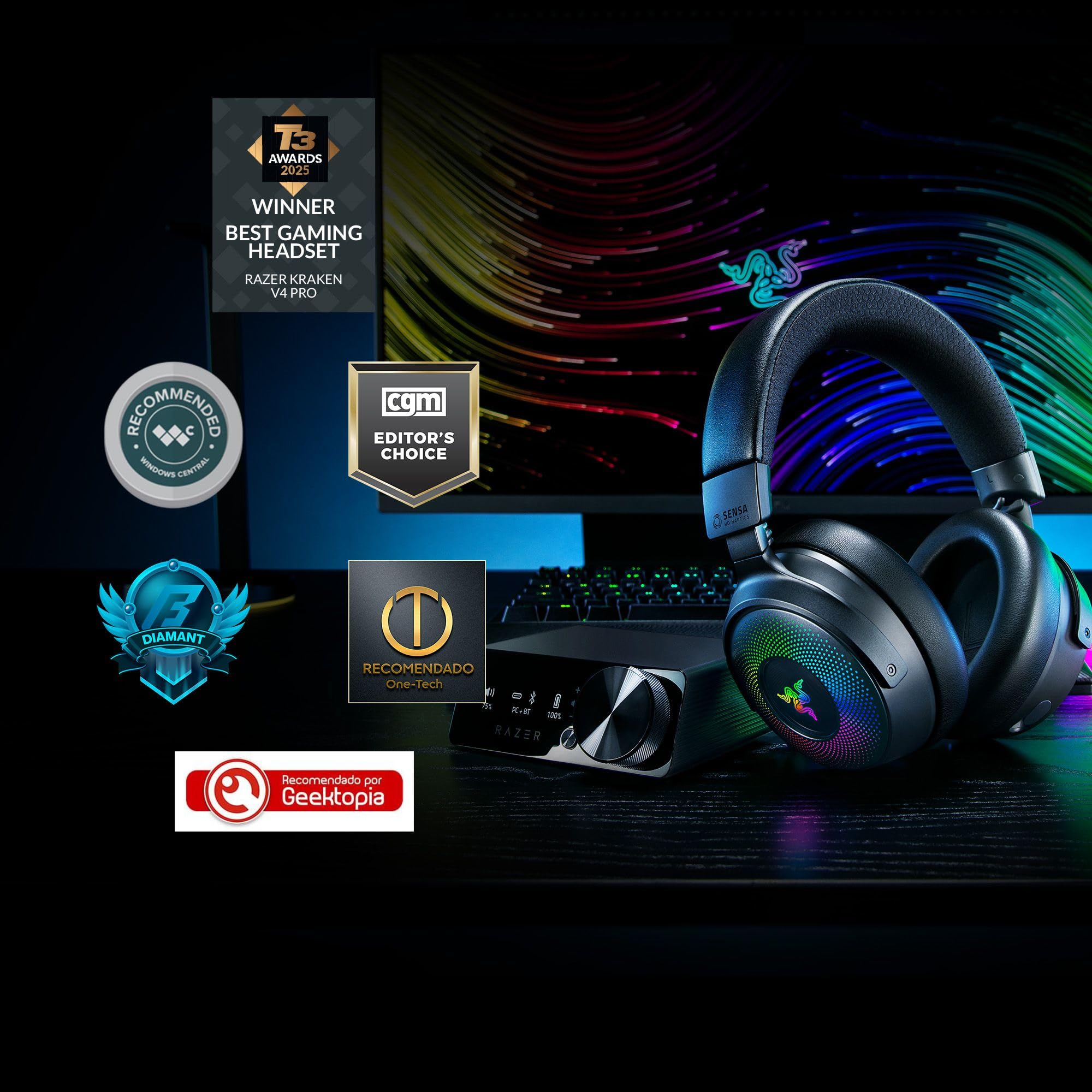 Wireless Gaming Headset with OLED Control Hub & HD Haptics