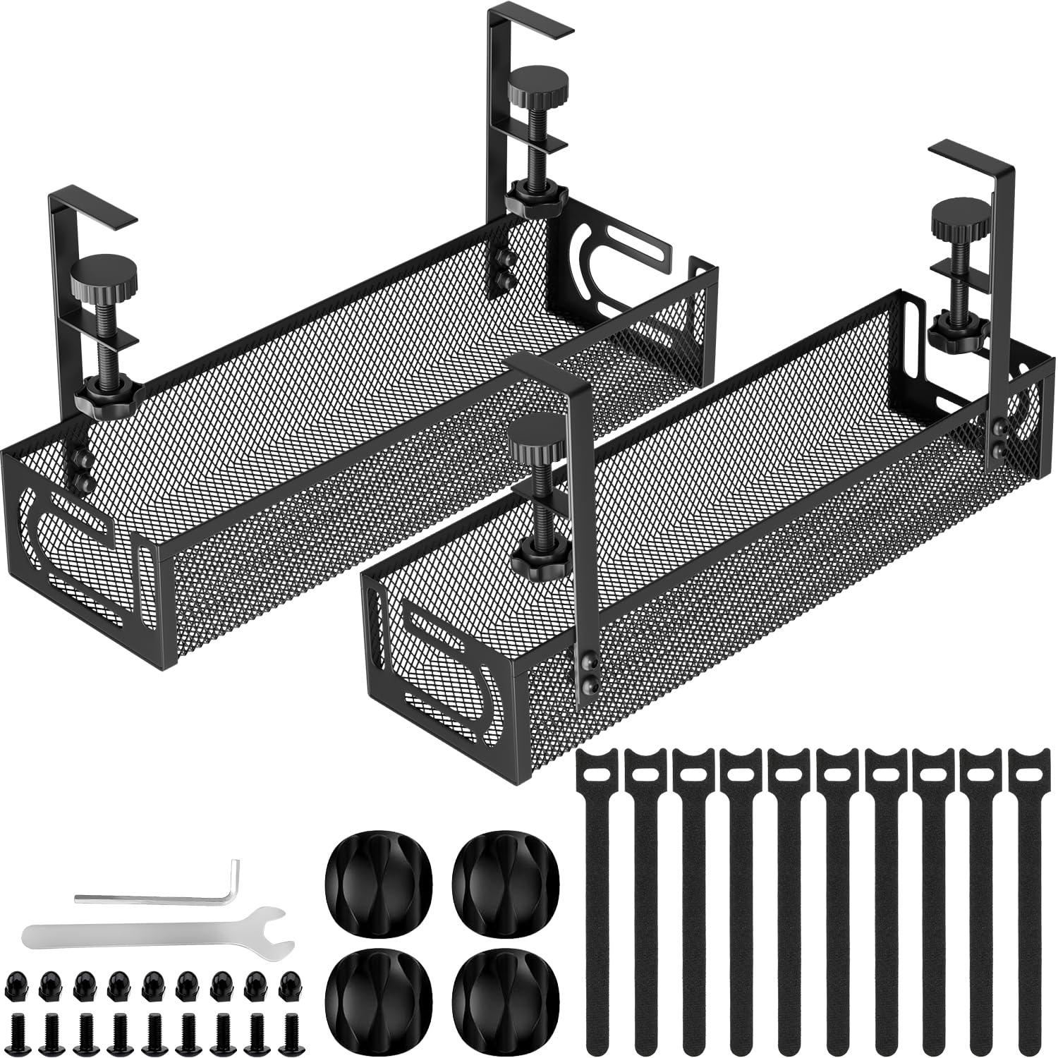 Metal Under Desk Cable Management Tray with Clamp